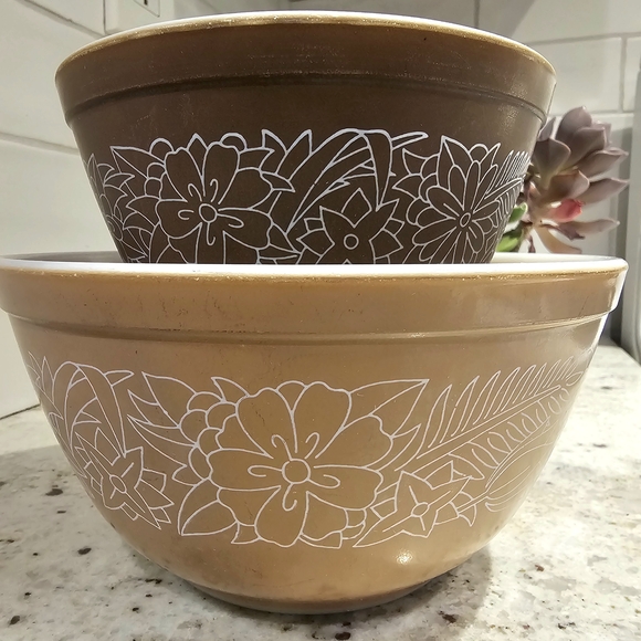 Pyrex Other - Pyrex Woodland Patterned Mixing Bowls Set 2 1970 Opalware